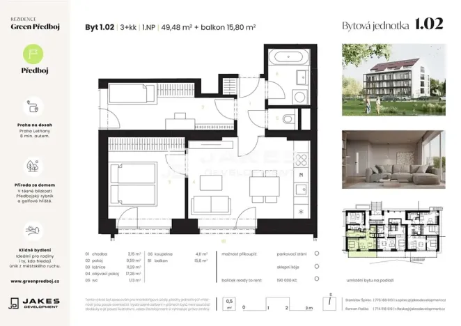 Prodej bytu 3+kk, Předboj, Ke Tvrzi, 50 m2