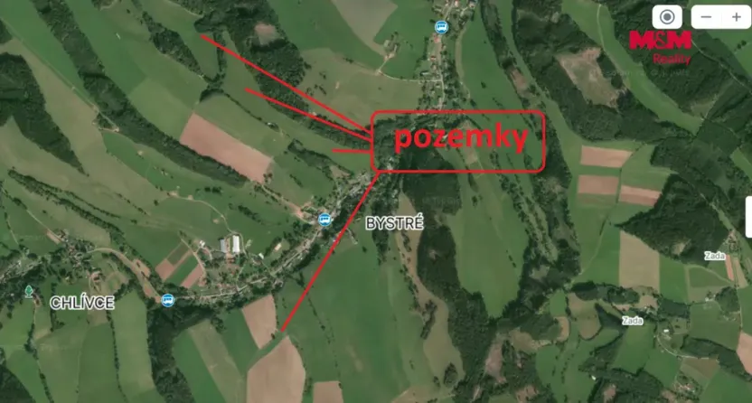 Prodej louky, Stárkov - Bystré, 3342 m2