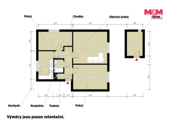 Pronájem bytu 3+1, Žihle, 72 m2