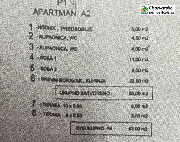 Prodej bytu 3+kk, Novalja, Chorvatsko, 68 m2