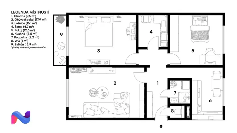 Prodej bytu 3+1, Hodonín, Družstevní čtvrť, 73 m2