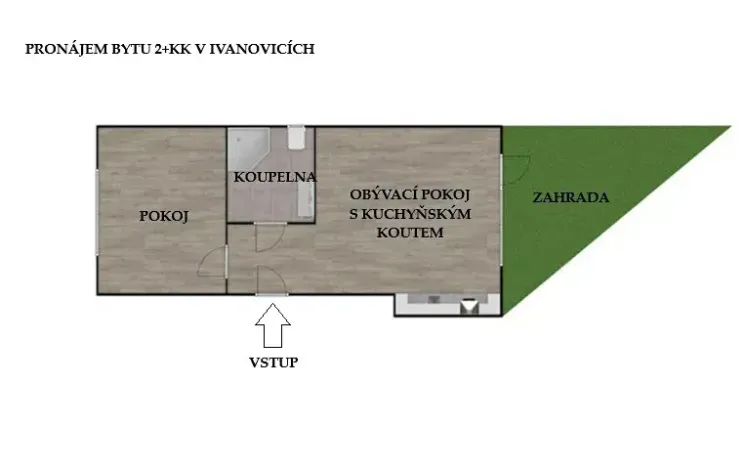 Pronájem bytu 2+kk, Brno, Černohorská, 48 m2