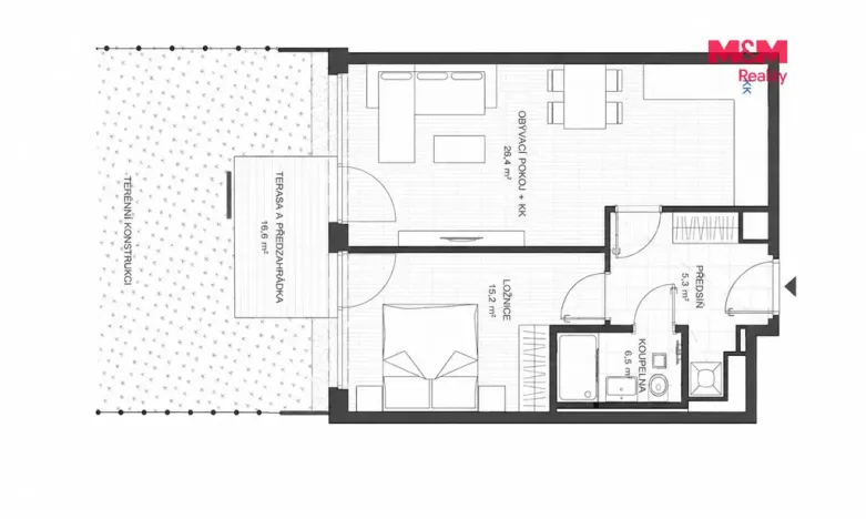 Pronájem bytu 2+kk, Praha, Veselovského, 52 m2