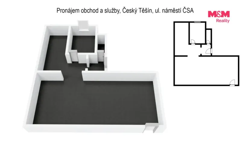 Pronájem obchodního prostoru, Český Těšín, náměstí ČSA, 110 m2