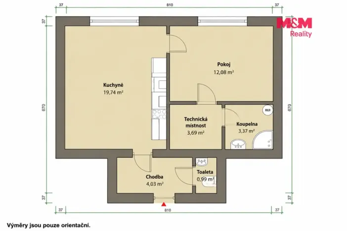 Prodej bytu 2+kk, Plzeň - Doubravka, Masarykova, 45 m2