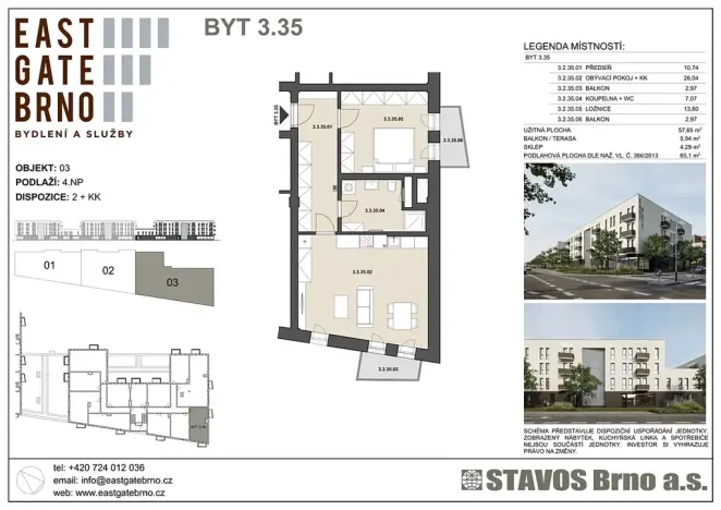 Prodej bytu 2+kk, Brno, Řípská, 57 m2
