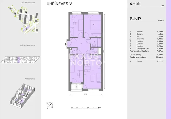 Pronájem bytu 4+kk, Praha - Uhříněves, Ke kříži, 76 m2