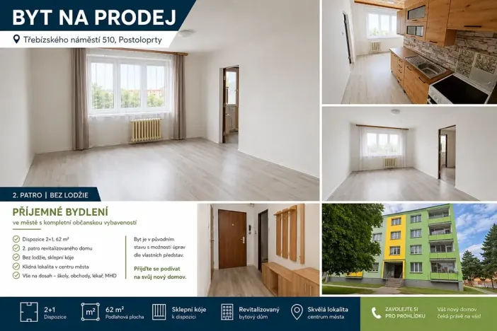 Prodej bytu 2+1, Postoloprty, Třebízského náměstí, 62 m2