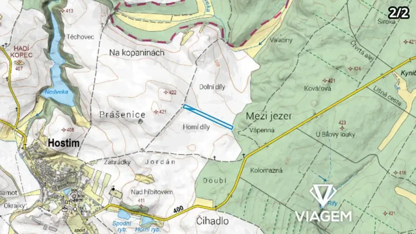 Prodej podílu pole, Hostim, 1388 m2