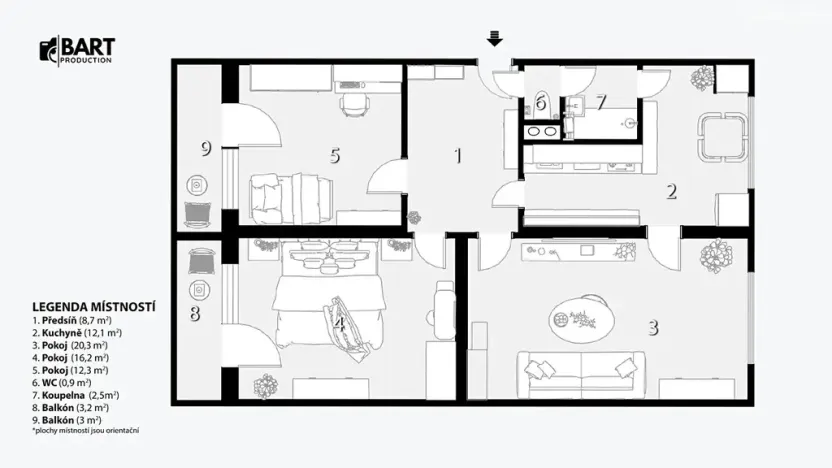 Prodej bytu 3+1, Hrušovany u Brna, Sídliště, 73 m2
