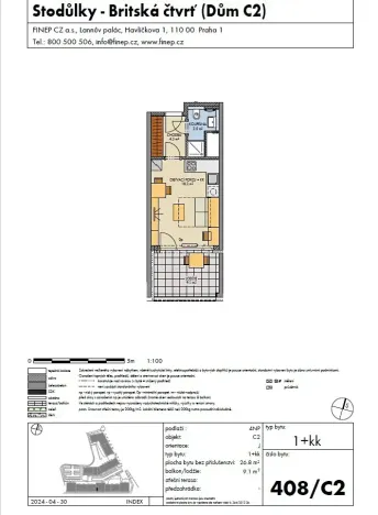 Prodej bytu 1+kk, Praha, Bessemerova, 27 m2