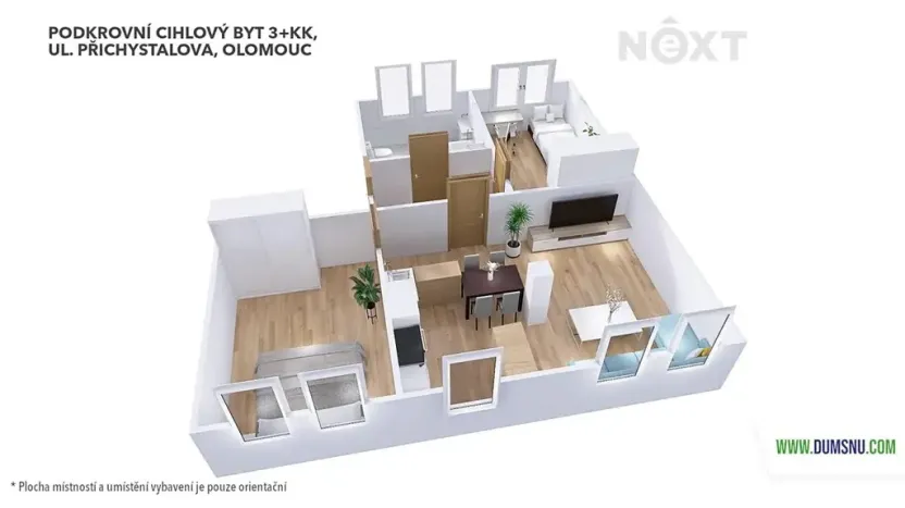 Pronájem bytu 3+kk, Olomouc, Přichystalova, 67 m2
