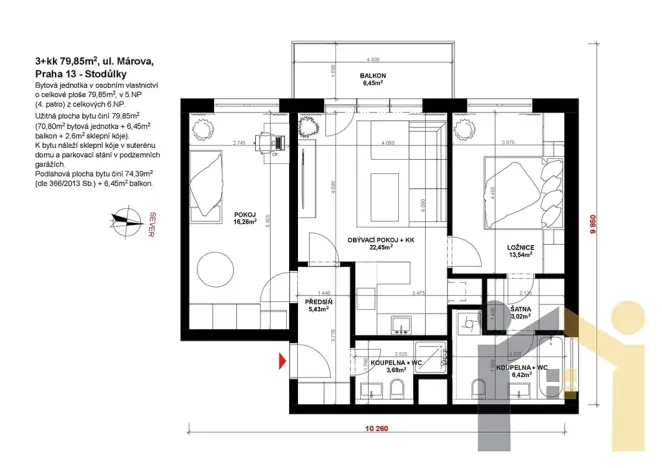 Pronájem bytu 3+kk, Praha - Stodůlky, Márova, 76 m2