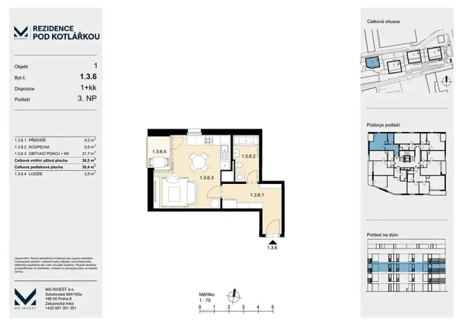 Prodej bytu 1+kk, Praha - Košíře, Leitzova, 37 m2