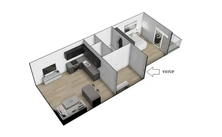 Pronájem bytu 2+kk, Brno - Židenice, Porhajmova, 56 m2