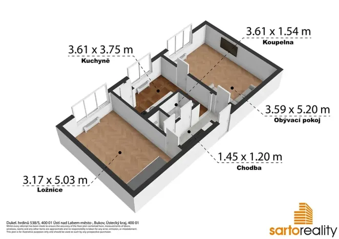Prodej bytu 2+1, Ústí nad Labem, Dukelských hrdinů, 53 m2