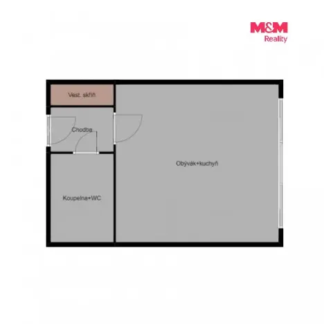 Pronájem bytu 1+kk, Pardubice, Bohdanečská, 32 m2