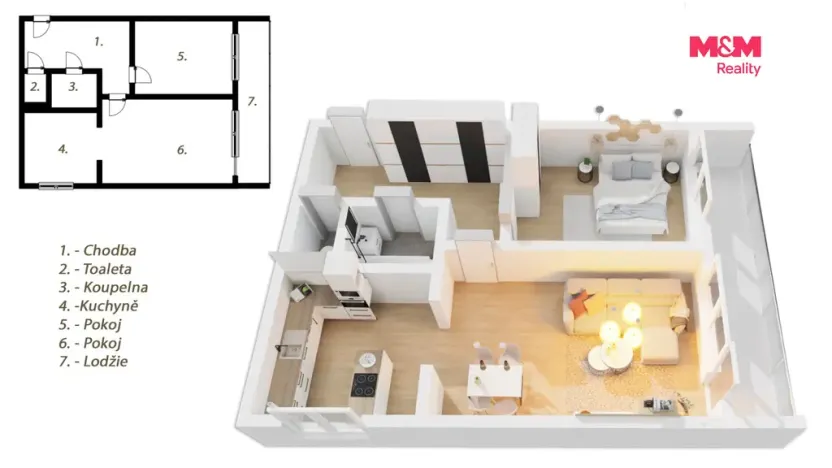 Pronájem bytu 2+1, Praha - Uhříněves, Na vysočině, 48 m2