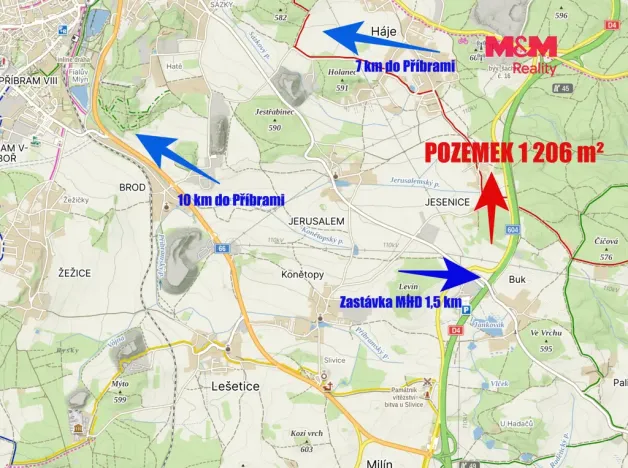 Prodej pozemku pro bydlení, Příbram - Jerusalem, 1206 m2