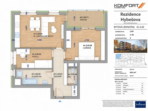 Pronájem bytu 3+kk, Vyškov, Hybešova, 70 m2