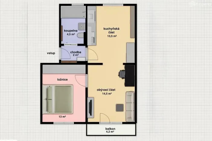 Pronájem bytu 2+1, Brno, Dvorského, 48 m2