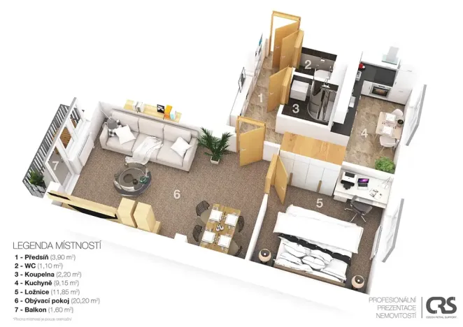Pronájem bytu 2+1, Týnec nad Sázavou, Družstevní, 50 m2