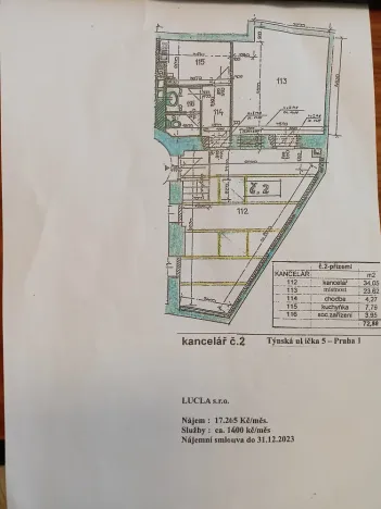 Pronájem kanceláře, Praha - Staré Město, Týnská ulička, 73 m2