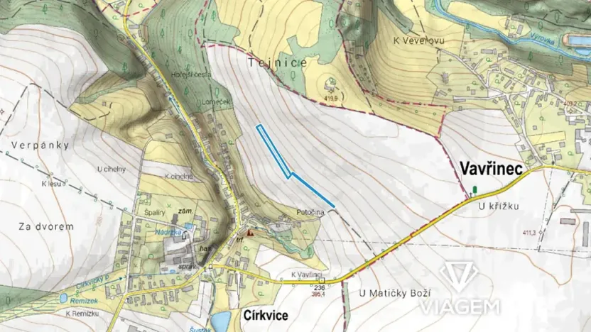 Prodej podílu pole, Církvice, 818 m2