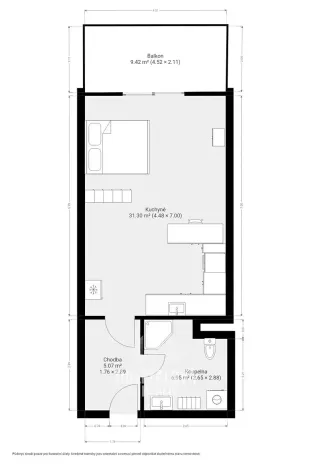 Pronájem bytu 1+kk, Jihlava, Okružní, 45 m2