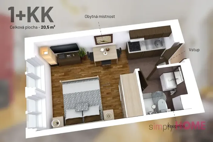 Pronájem bytu 1+kk, Praha - Žižkov, Cimburkova, 21 m2