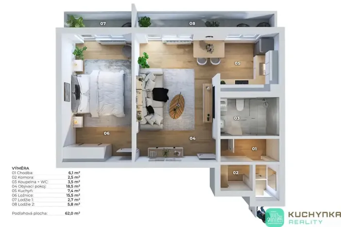 Prodej bytu 2+1, Osek, Hrdlovská, 63 m2