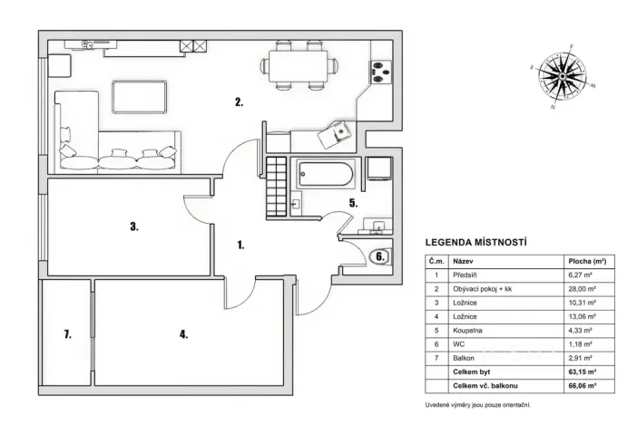 Pronájem bytu 3+kk, Praha - Petrovice, Rezlerova, 63 m2