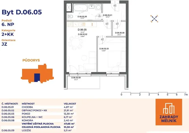 Prodej bytu 2+kk, Mělník, Bezručova, 51 m2