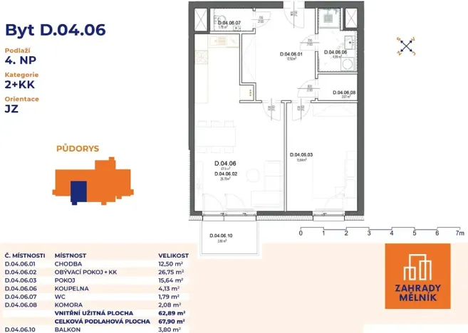 Prodej bytu 2+kk, Mělník, Bezručova, 68 m2