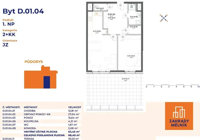 Prodej bytu 2+kk, Mělník, Bezručova, 68 m2