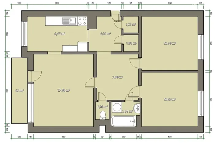 Prodej bytu 3+1, Brno, Vltavská, 65 m2