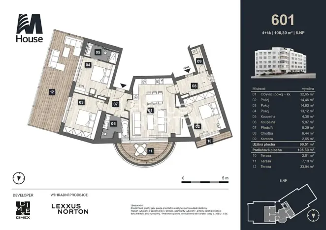 Prodej bytu 4+kk, Praha - Vršovice, Murmanská, 106 m2