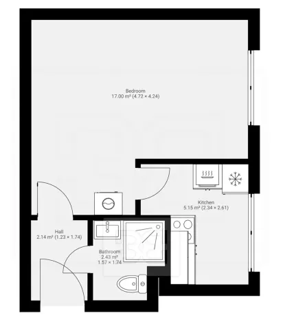 Pronájem bytu 1+1, Milovice, Spojovací, 27 m2