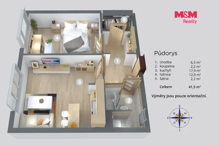 Prodej bytu 2+kk, Ústí nad Labem - Severní Terasa, Šrámkova, 40 m2