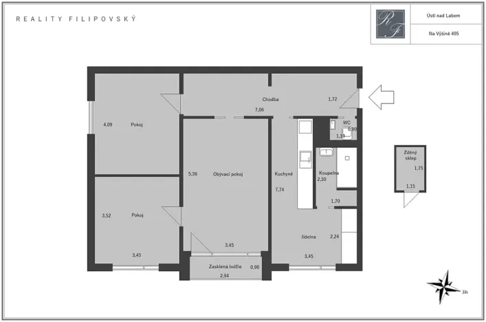 Prodej bytu 3+1, Ústí nad Labem, Na Výšině, 79 m2