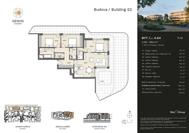 Prodej bytu 4+kk, Praha - Dolní Chabry, Velemínská, 108 m2
