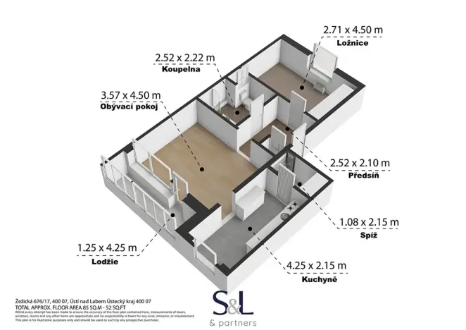 Prodej bytu 2+1, Ústí nad Labem, Žežická, 58 m2