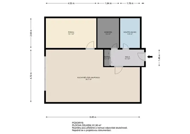 Prodej bytu 2+kk, Praha - Vinohrady, Hradecká, 61 m2