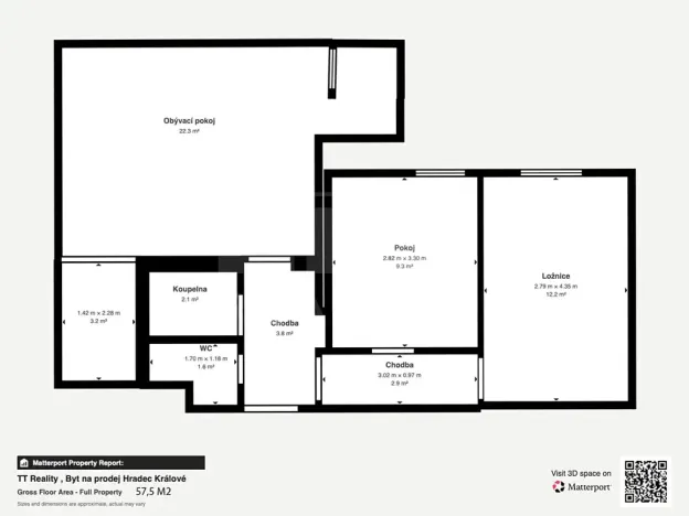Prodej bytu 3+kk, Hradec Králové, Jana Masaryka, 57 m2
