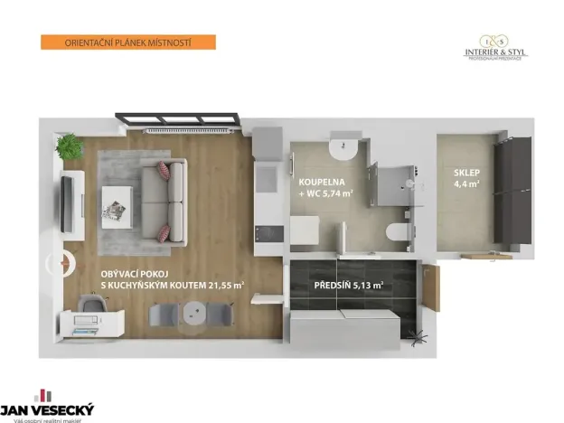 Prodej bytu 1+kk, Plzeň, Železná, 34 m2