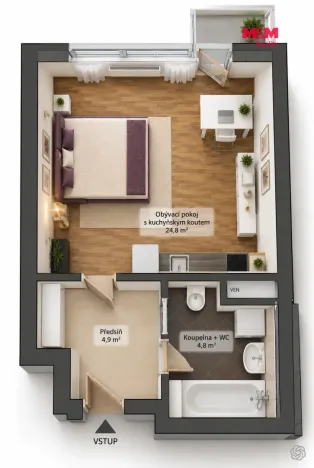 Prodej bytu 1+kk, Praha - Horní Měcholupy, Modenská, 36 m2