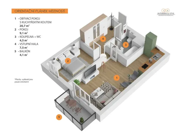 Pronájem bytu 2+kk, Praha - Hostivař, 47 m2