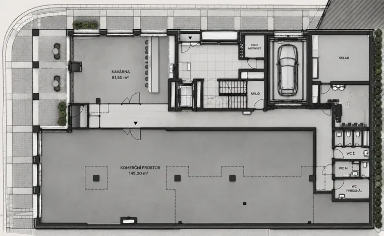 Pronájem obchodního prostoru, Praha - Žižkov, Husitská, 246 m2