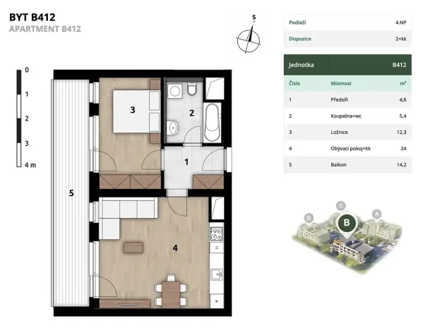 Prodej bytu 2+kk, Praha, 50 m2