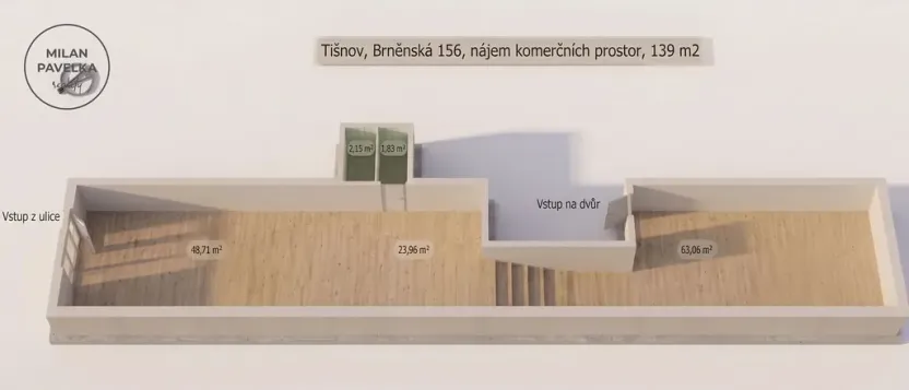 Pronájem obchodního prostoru, Tišnov, Brněnská, 139 m2